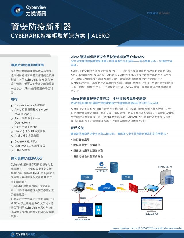 資安防疫新利器 CyberArk ALERO